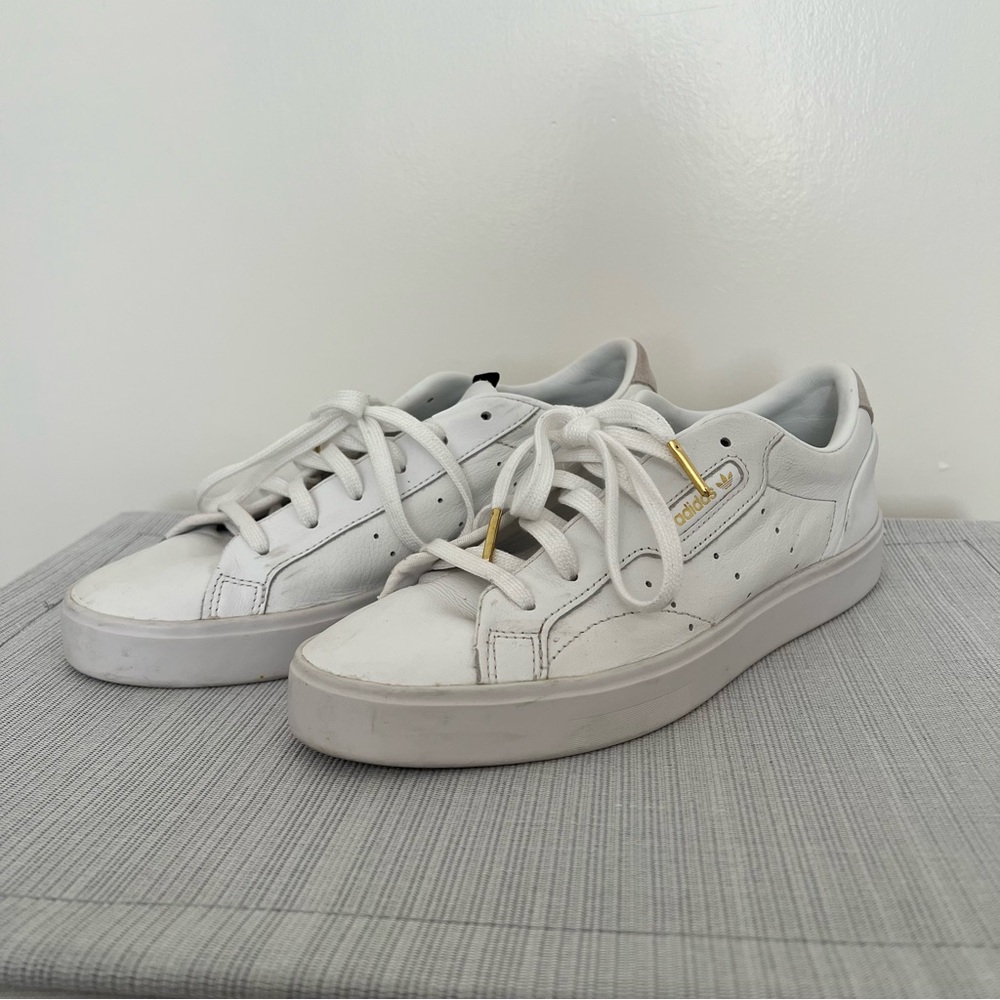 Adidas Women's Sleek Low Top Leather Sneakers - Picture 2 of 11